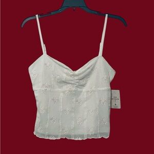 Pink Rose Floral White Camisole